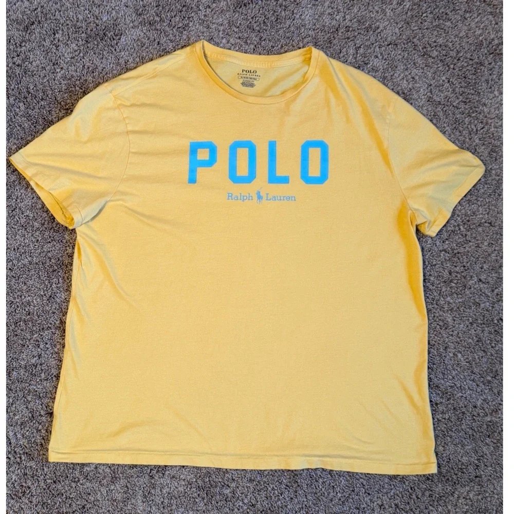 Polo Ralph Lauren T-Shirt Mens XL Yellow Good Classic Fit Logo Graphic Tee
